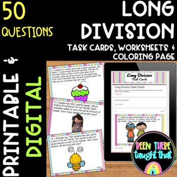 Preview of 4th Grade Long Division Word Problems, Division Task Cards-  Digital Resource