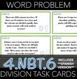 4.NBT.6 Task Cards: Division Word Problems (w/ Spanish Version)