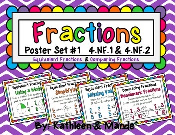 Preview of 4.NF.1 & 4.NF.2 Poster Set (Equivalent Fractions & Comparing Fractions)