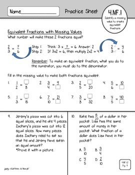 4.NF.1 & 4.NF.2 Practice: Equivalent Fractions & Comparing Fractions