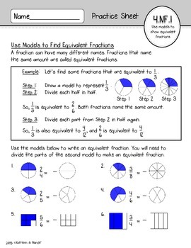 4.NF.1 & 4.NF.2 FREEBIE: Equivalent Fractions & Comparing Fractions