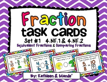 Preview of 4.NF.1 & 4.NF.2 Task Cards (Equivalent Fractions & Comparing Fractions)