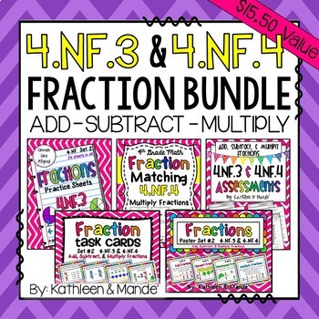 Preview of 4.NF.3 & 4.NF.4 Bundle: Add, Subtract, & Multiply Fractions/Mixed Numbers