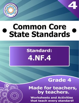 Preview of 4.NF.4 Fourth Grade Common Core Bundle - Worksheet, Activity, Poster, Assessment