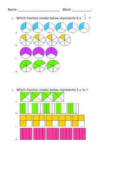 Preview of 4.NF.4 - Multiplication of Fractions and Whole Numbers with Models