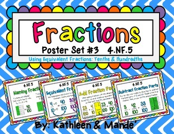 Preview of 4.NF.5 Poster Set: Equivalent Fractions {Tenths & Hundredths}