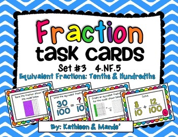 Preview of 4.NF.5 Task Cards: Equivalent Fractions {Tenths & Hundredths}