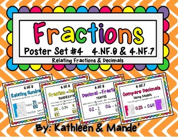 Preview of 4.NF.6 & 4.NF.7 Poster Set: Relating Fractions & Decimals