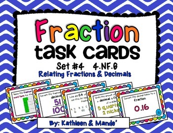 Preview of 4.NF.6 Task Cards: Relating Fractions & Decimals