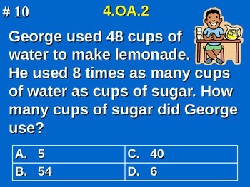 4.OA.2 4th Grade Math - Multiply/Divide Multiplicative Comparison Word