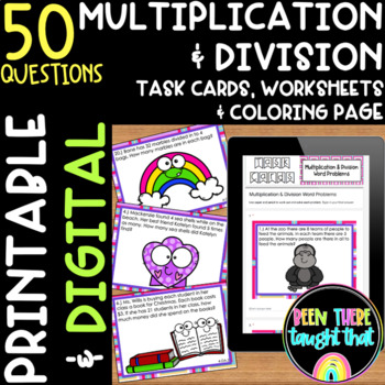 Preview of 4th Grade Multiplication and Division Word Problems Worksheets and DIGITAL