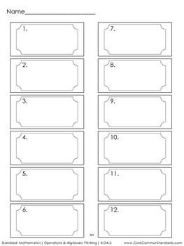 4.OA.3 Fourth Grade Common Core Worksheets, Activity, and Poster