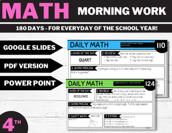 Preview of 4TH GRADE MATH DAILY REVIEW MORNING WORK | WARM-UP | CLASS MEETING