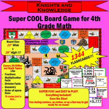 Preview of 3rd-8th Math/Knights and Knowledge Board Game! Review/Flashcards/Worksheets