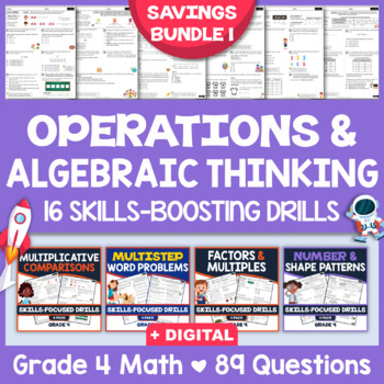 Preview of 4TH GRADE OPERATIONS & ALGEBRAIC THINKING: 16 Skills-Boosting Math Worksheets