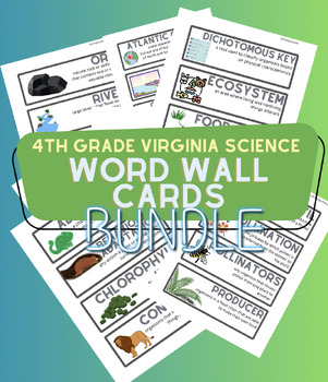 Preview of 4TH GRADE VIRGINIA SCIENCE WORD WALL CARD BUNDLE!!