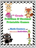 4TH Grade Fraction & Decimal Printable Games