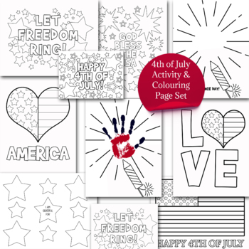 Preview of 4TH OF JULY ACTIVITIES HANDPRINT ART, PRINTABLE CARDS, COLORING PAGES
