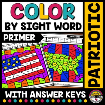 Preview of 4TH OF JULY COLOR BY SIGHT WORD WORKSHEETS KINDERGARTEN COLORING PAGES SHEETS