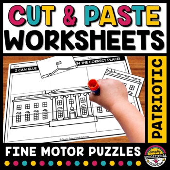 Preview of PRESIDENTS DAY CUT & PASTE PUZZLE WORKSHEETS KINDERGARTEN FEBRUARY CRAFT SHEETS