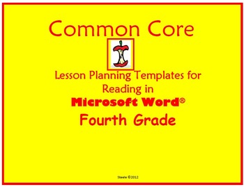 Preview of 4h Grade Commo Core Lesson Planning Templates in Microsoft Word