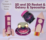 4in1, 2D and 3D Shapes Rocket Template,Galaxy and Spaceshi