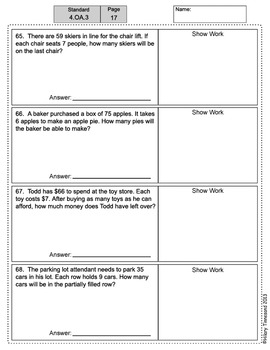 4th Grade 160 Word Problems Math Problem Solving CCSS *All Standards*