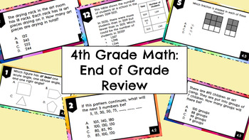 Preview of 4rd Grade Math End of Grade Review Task Cards