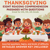 4th,5th,6th Grade Thanksgiving Reading Comprehensions (8 P