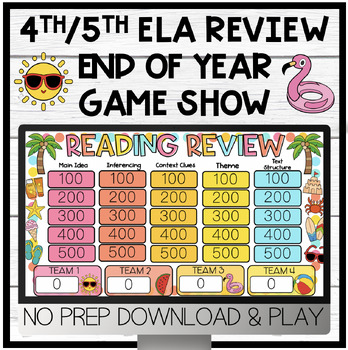 Preview of 4th/5th ELA Summertime Review Game Show End of Year Test Prep Jeopardy Style