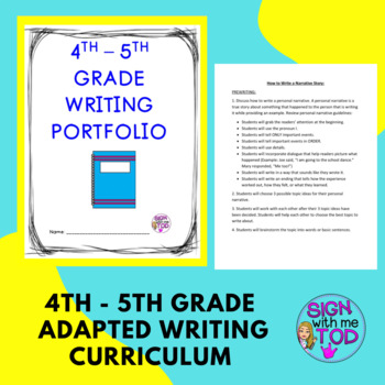Preview of 4th - 5th Grade Adapted 10 Month Writing Curriculum