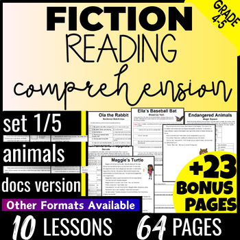 Preview of 4th 5th Grade Animals Fiction Reading Comprehension Passages and Questions