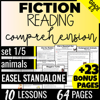 Preview of 4th 5th Grade Animals Fiction Reading Passages and Questions Easel Activity