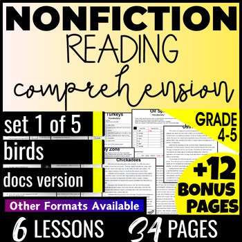 Preview of 4th 5th Grade Birds Nonfiction Reading Comprehension Passages and Questions