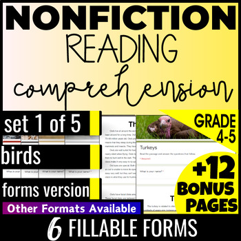 Preview of 4th-5th Grade Birds Nonfiction Reading Passages and Questions Digital Resource