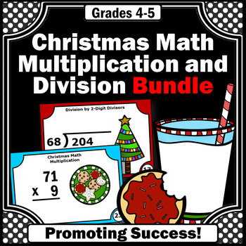 Preview of Christmas Multiplication and Division Practice Task Cards 4th 5th Grade Stations