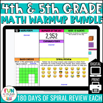Preview of 4th & 5th Grade Digital Math Warm Ups Bundle | Google™ Slides & PPT Included