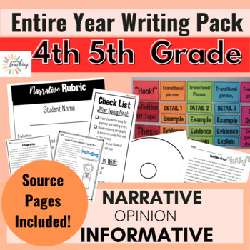 Preview of 4th 5th Grade ENTIRE YEAR Writing Pack! Informational Text Pages Included!