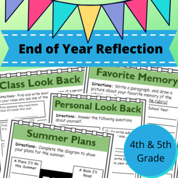 Preview of 4th & 5th Grade End of the Year Reflection and Memory Packet