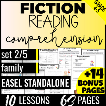 Preview of 4th 5th Grade Family Fiction Reading Comprehension Passages Easel Activity