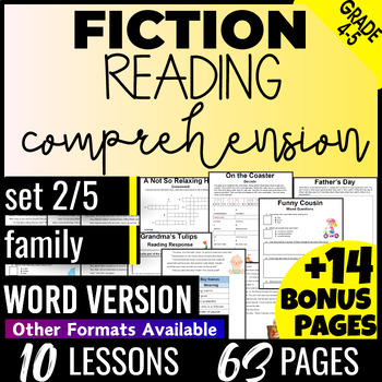 Preview of 4th 5th Grade Family Fiction Reading Comprehension Passages Word Document