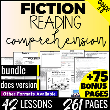 Preview of 4th 5th Grade Fiction Reading Comprehension Passages and Questions Bundle DOCS