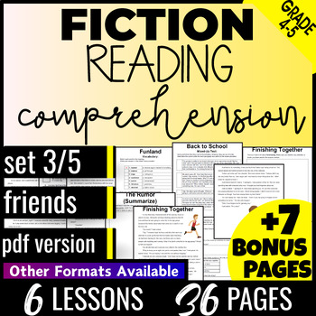 Preview of 4th and 5th Grade Friends Fiction Reading Comprehension Passages PDF Version