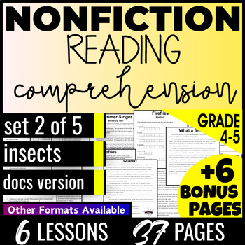 Preview of 4th 5th Grade Insects Reading Comprehension Passages and Questions Google Docs