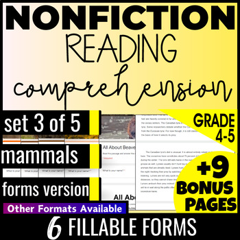 Preview of 4th 5th Grade Mammals Nonfiction Reading Passages with Comprehension Questions