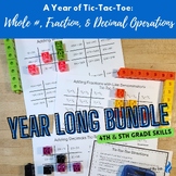 4th/5th Grade Tic-Tac-Toe Math Games: Whole #, Fraction, &