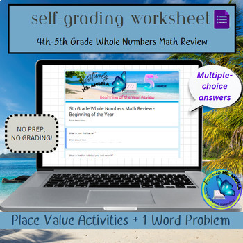 Preview of 4th-5th Grade Math | Whole Numbers Review | Google Forms | Beginning of Year