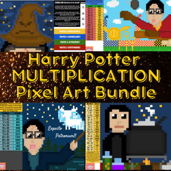 Preview of 4th & 5th Grade Multiplication | Harry Potter Inspired Pixel Art Bundle