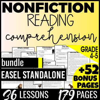 Preview of 4th-5th Grade Nonfiction Reading Comprehension Passages Easel Activity Bundle
