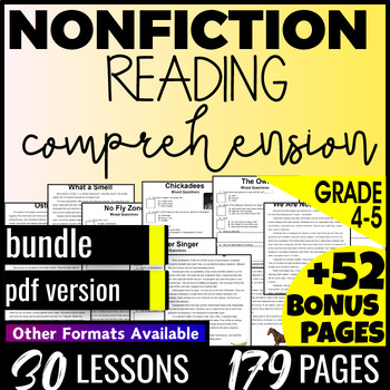 Preview of 4th 5th Grade Nonfiction Reading Comprehension Passages and Questions Bundle PDF